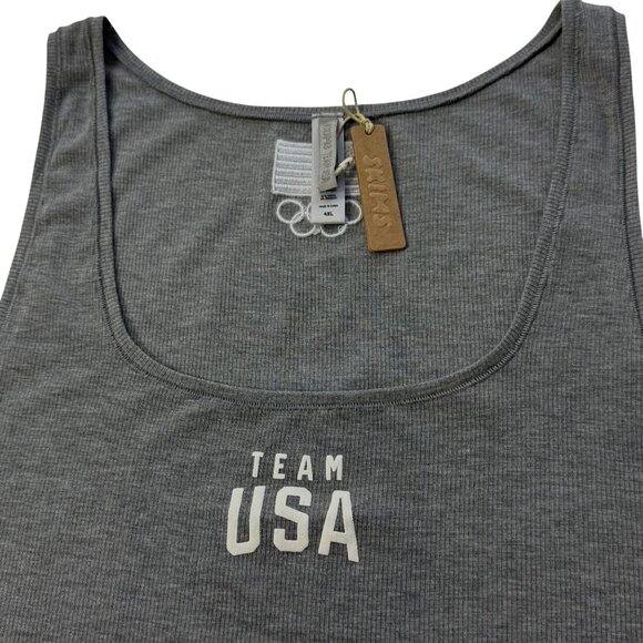 SKIMS Soft Lounge Tank Top + Boxer Short Set Team USA Heather Gray 4X - Picture 4 of 12